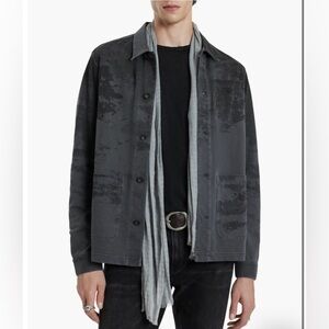 $268 NWT John Varvatos Brighton Chore Coat S Black Men's Cotton Light Jacket